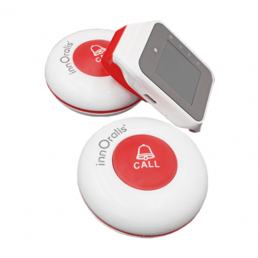 Système d'appel assistante médicale - pack 2 boutons 1 récepteur rouge