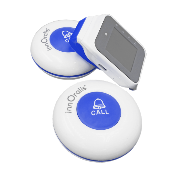 Système d'appel assistante médicale - pack 2 boutons 1 récepteur bleu